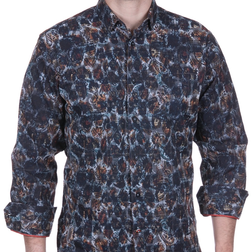 Blue and Orange abstract paisley